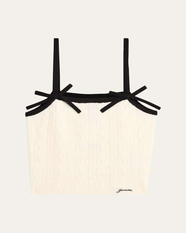 Cashmere Mix Bow Strap Top